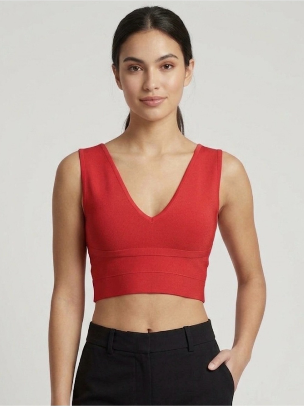 BCBGMAXAZRIA Red Reversible Knit Crop Top Tank Size S Small remove tag